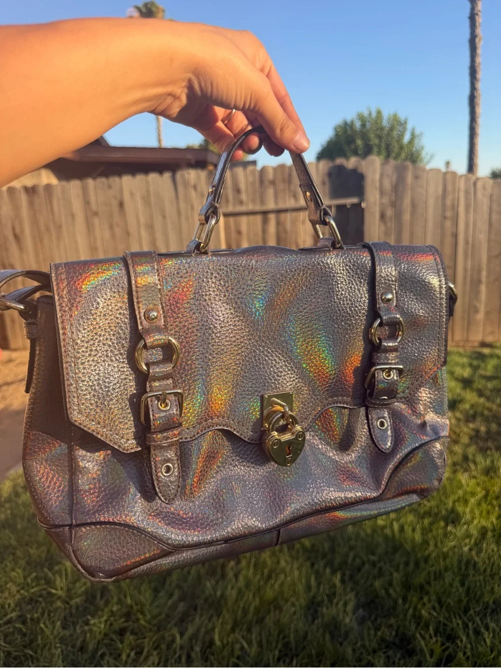 🔥Rare Vtg Juicy Couture Satchel Metallic Bag Heart Locket Crossbody Y2K